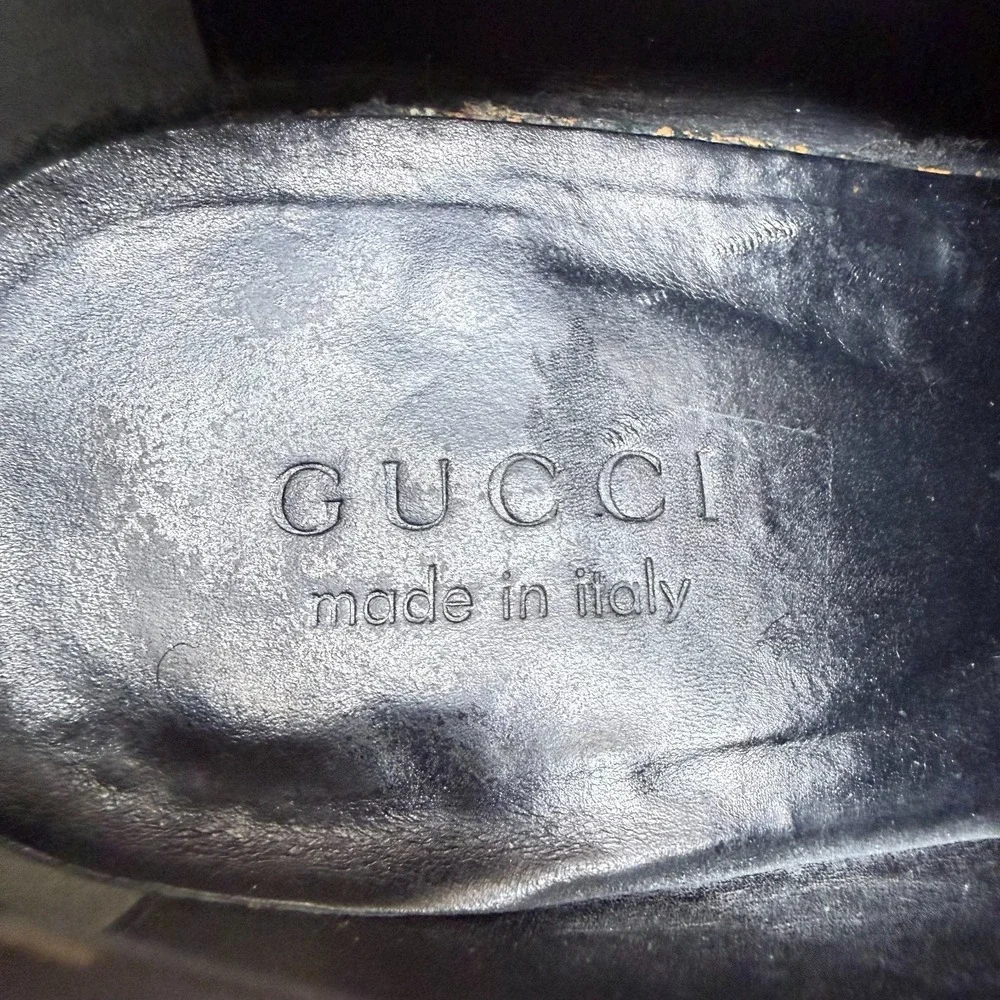GUCCI Broadwick GG Medallion Mens 10.5 D Black Leather Square Toe Dress Formal